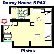 Plano Dormy Houses para 5  personas en Las Leas, Malarge, Mendoza