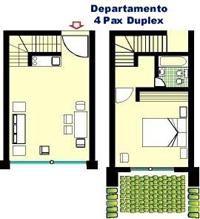 Plano Departamentos 4 personas duplex en Edificios Corinto,  Esparta, Tebas, Atenas en Las Leas - Malargue - Mendoza - Argentina