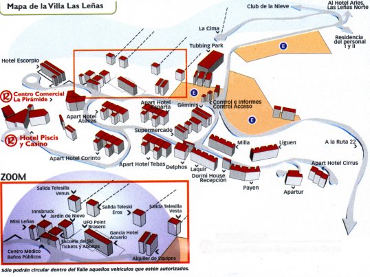 LAS LEAS (LAS LENAS) SKI RESORT - Mapa Villa Las Leas